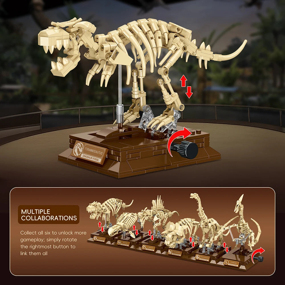 T-Rex Dinosaur Fossil Skeleton Building Blocks Set DIY Assembly Model for Kids a Collectible Science Toy and Perfect Gift Idea